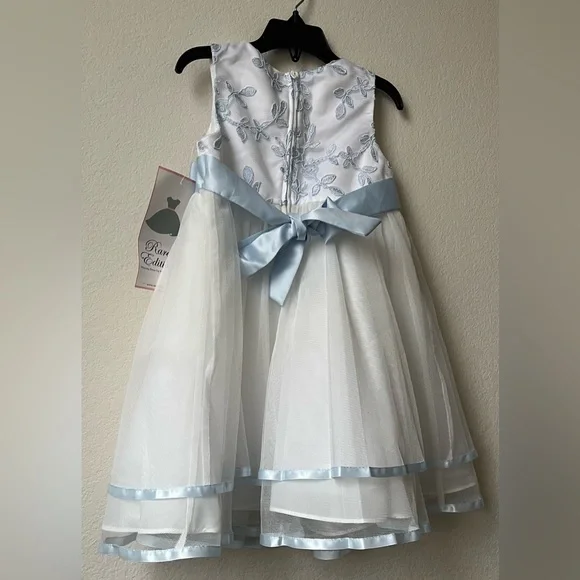 NWT Rare Editions Toddlers Occasion Dress Tulle Lace Combination with Trim/Sash - Picture 6 of 10